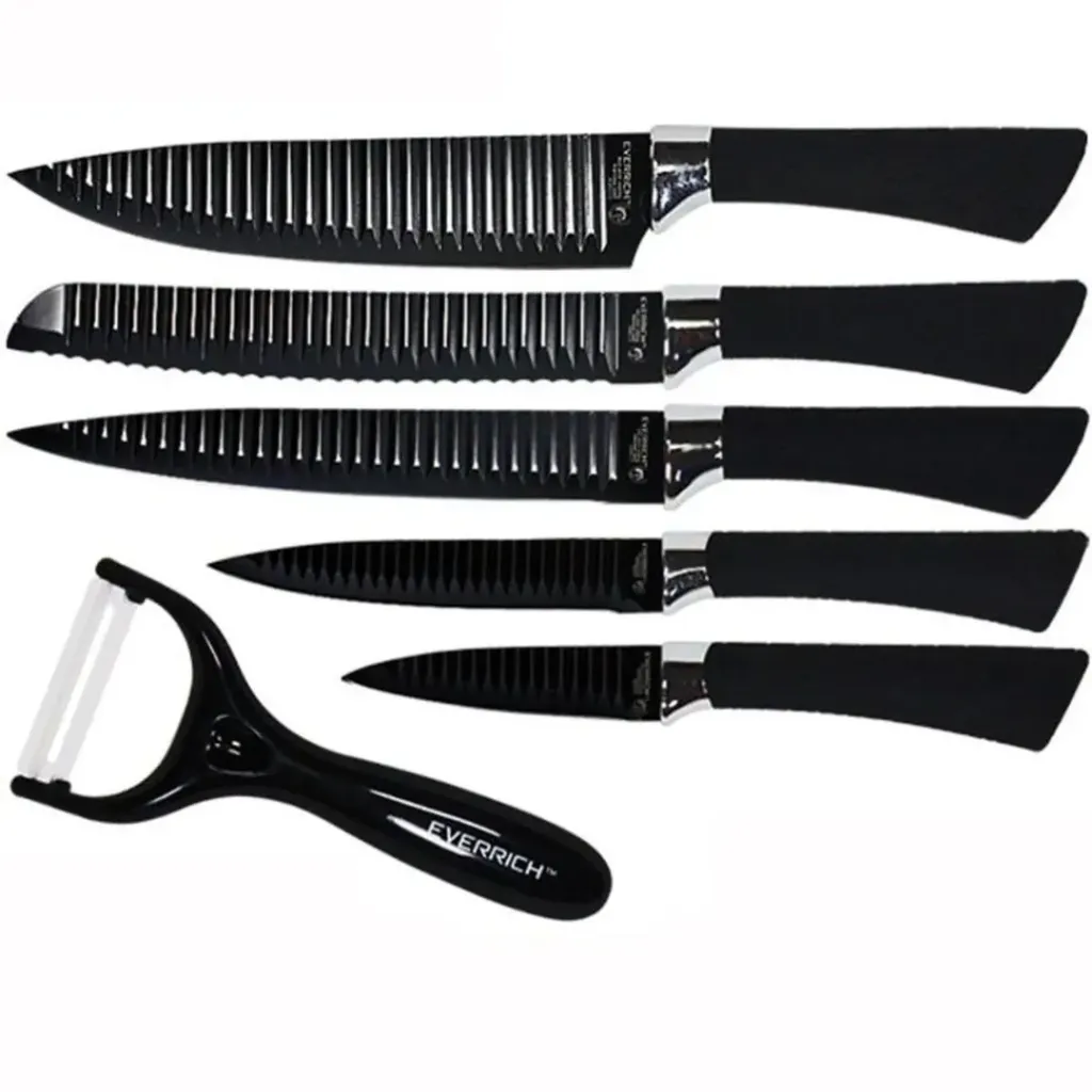 [f84922] JUEGO SET CUCHILLOS LUJO 6 PIEZAS CON PELADOR ER-0238A
